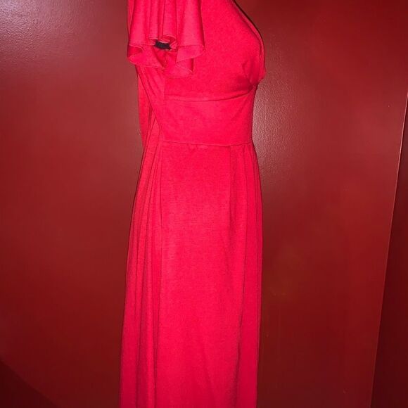 Red Fit and Flare Cutout Back Dress - Picture 3 of 8